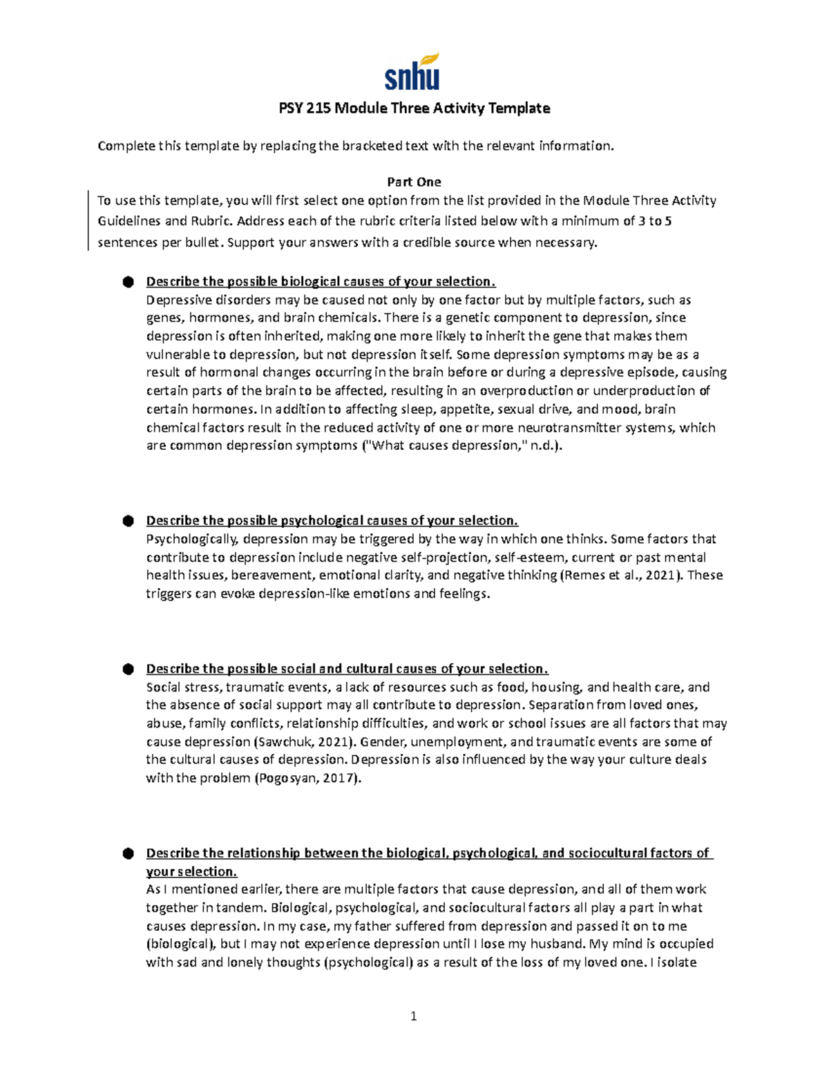 PSY 215 Module Three Activity Template - PSY 215 Module Three Activity ...