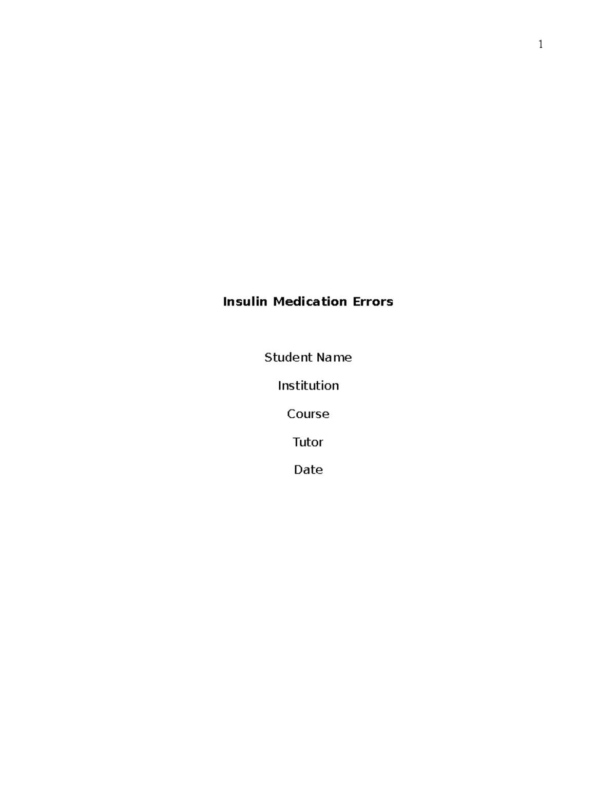 386773105Insulin Medication Errors Insulin Medication Errors Student