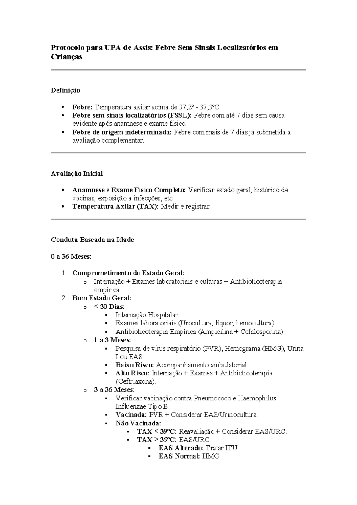 FSSL - FSSL - Protocolo para UPA de Assis: Febre Sem Sinais ...
