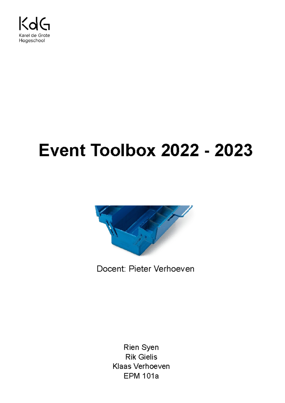 Event Toolbox Eindversie Verbeterd - Rien Syen Rik Gielis Klaas ...