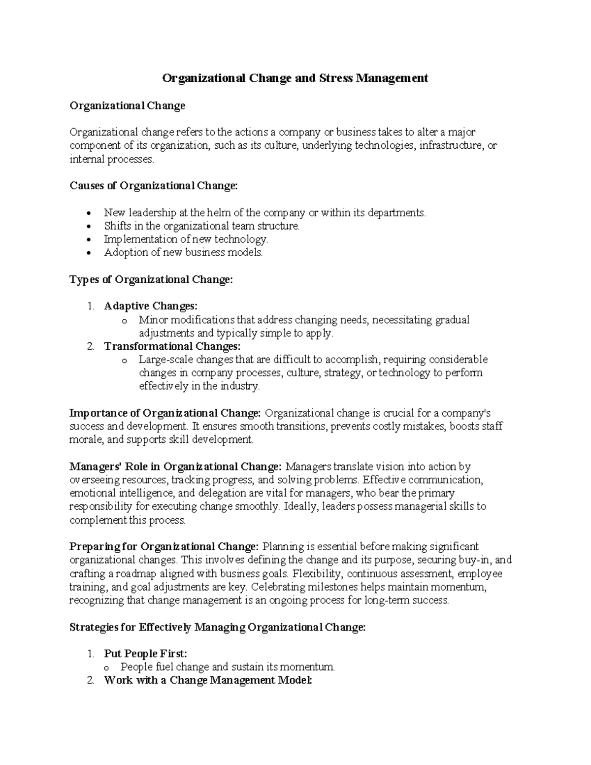 ORG- Change Stress Management - Organizational Change and Stress ...