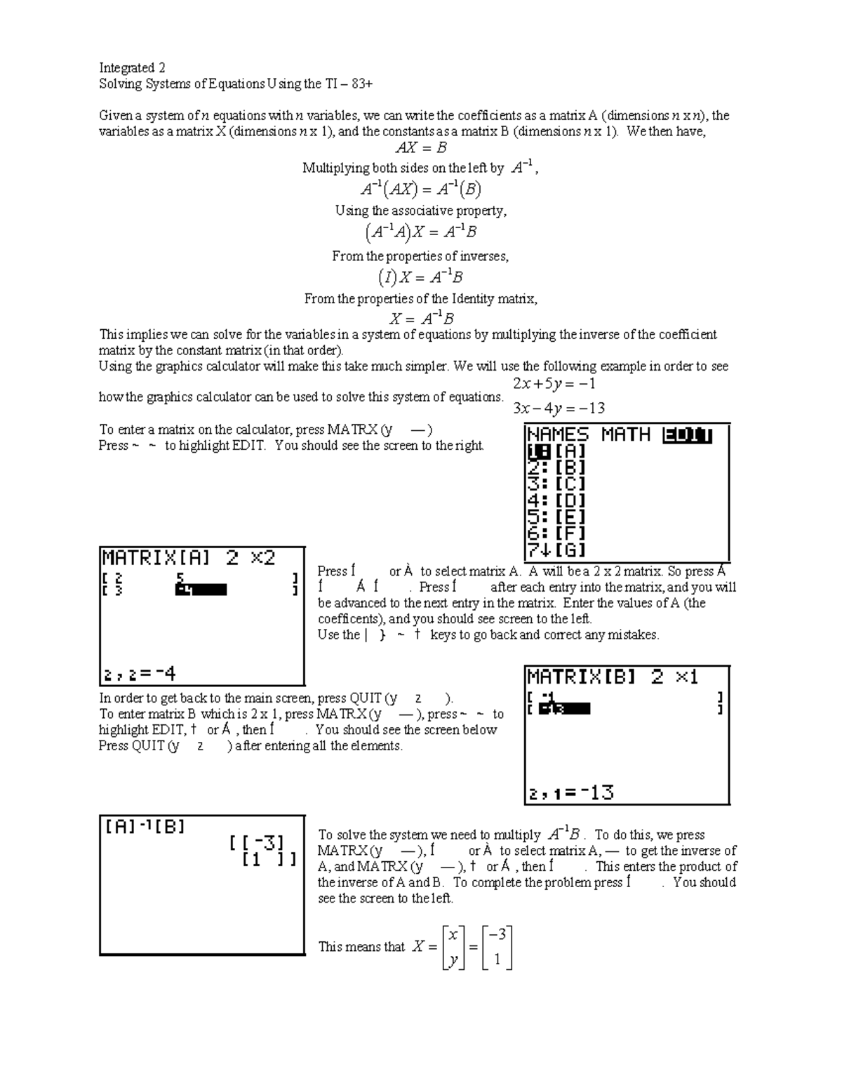 Systems Of Equations Notes Studocu