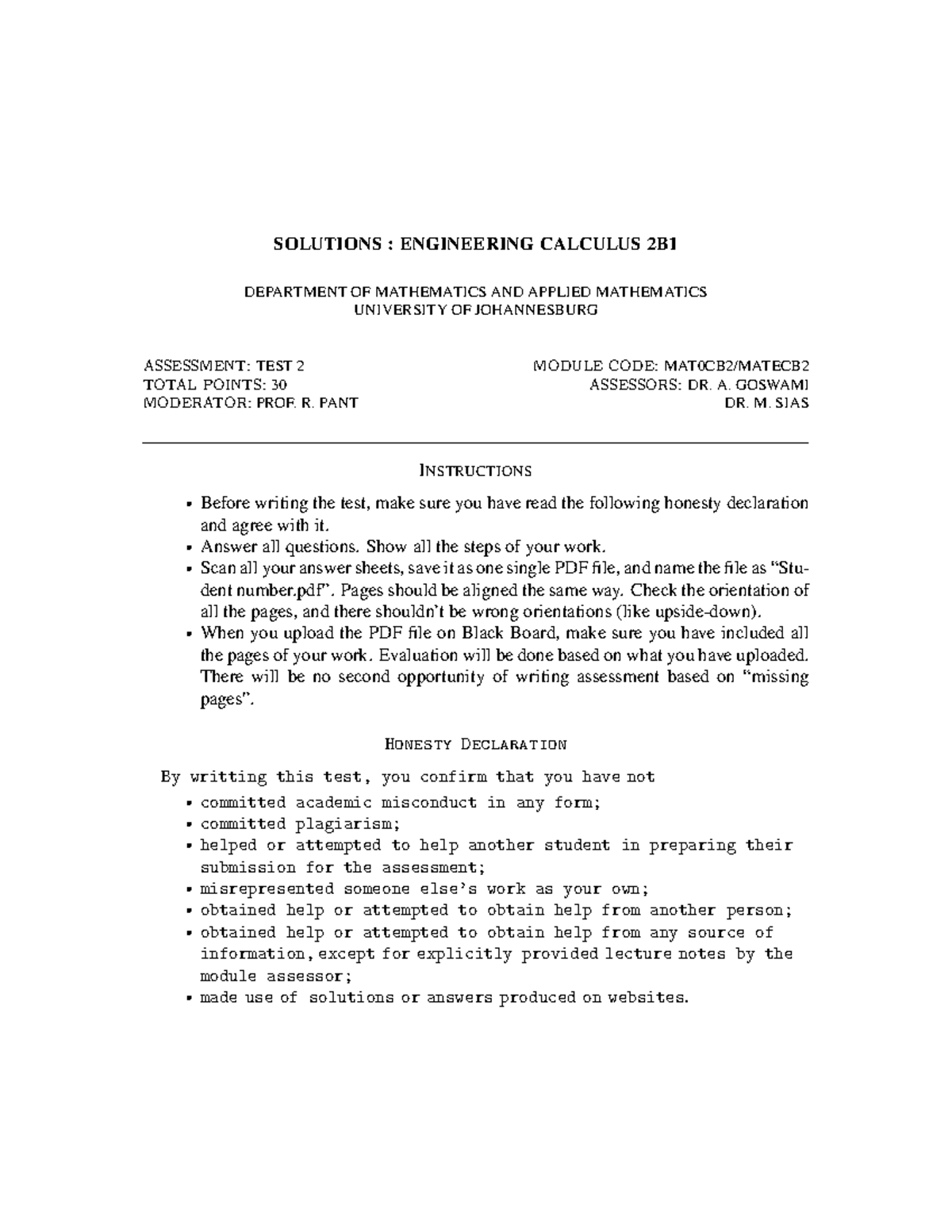 T2 - hhhhhhhhhhhhhh - SOLUTIONS : ENGINEERING CALCULUS 2B DEPARTMENT OF ...