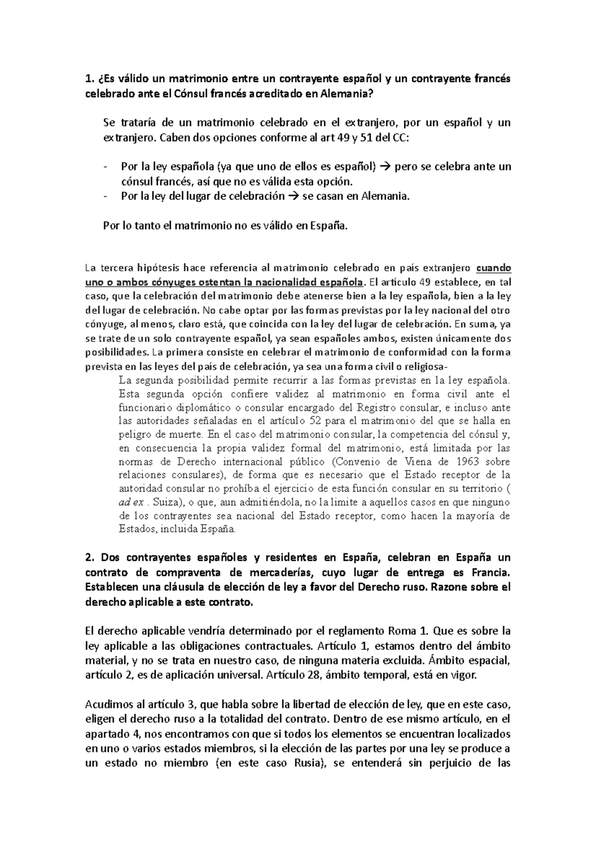 Examen DIP Derecho Internacional Privado - ¿Es válido un matrimonio ...