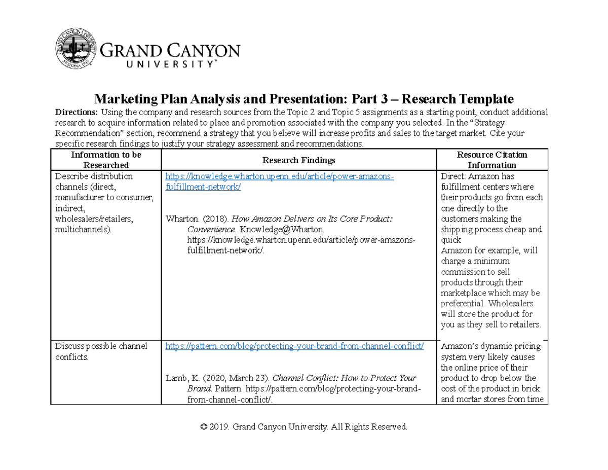 marketing plan analysis and presentation part 3