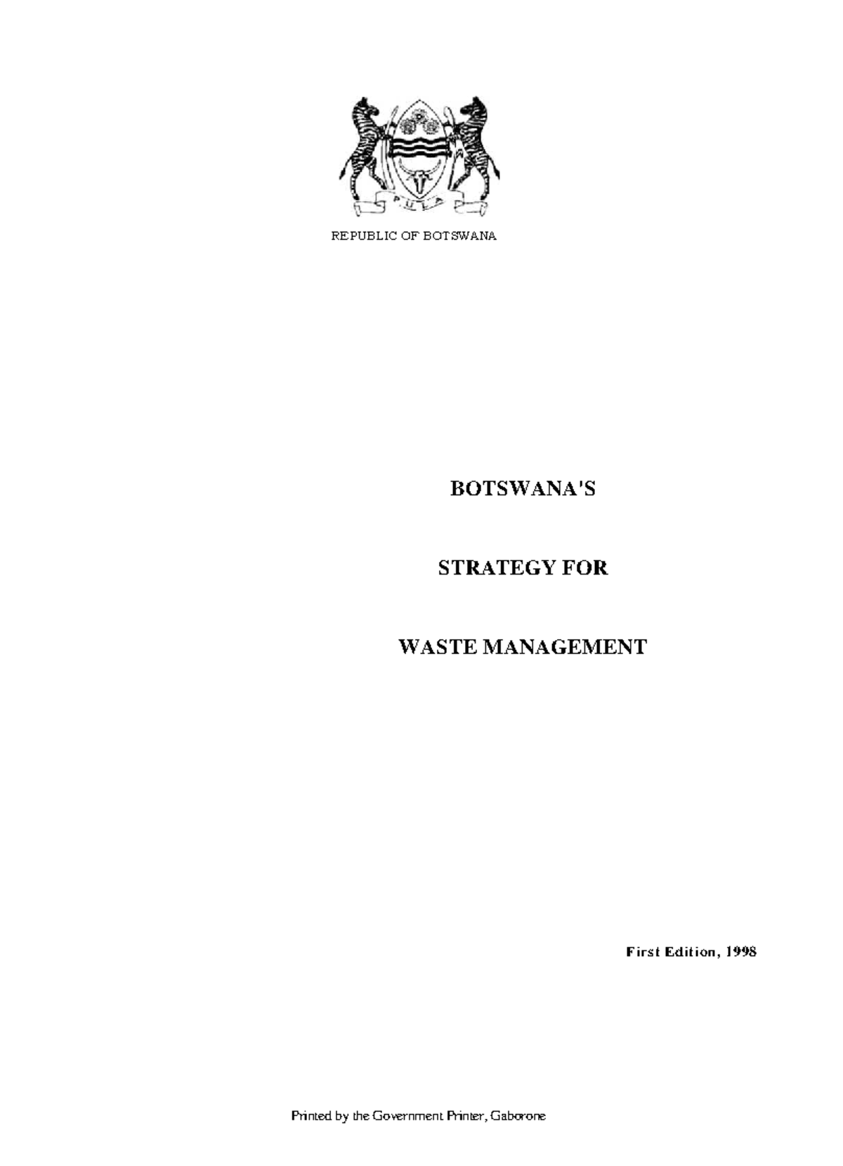 Bot163038 In general terms, waste management in Botswana at present