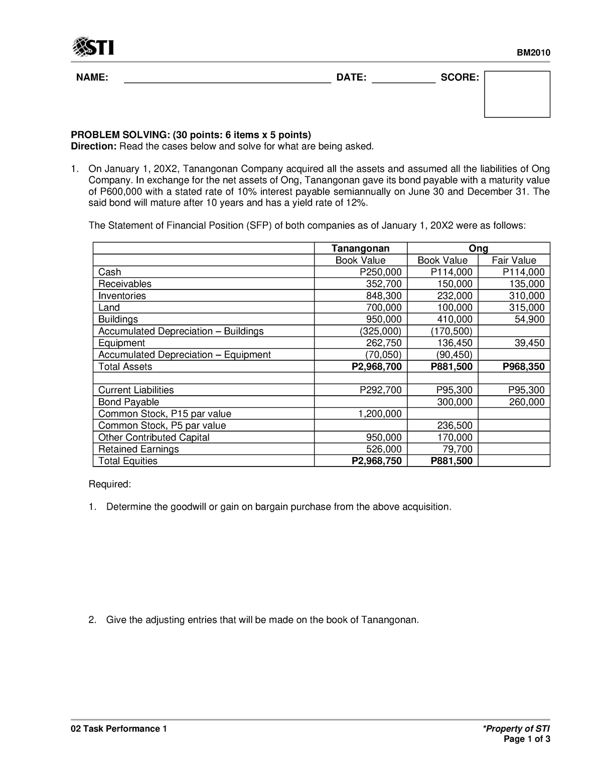 02 Task Performance 1 - This Can Help - BM 2010 02 Task Performance 1 ...