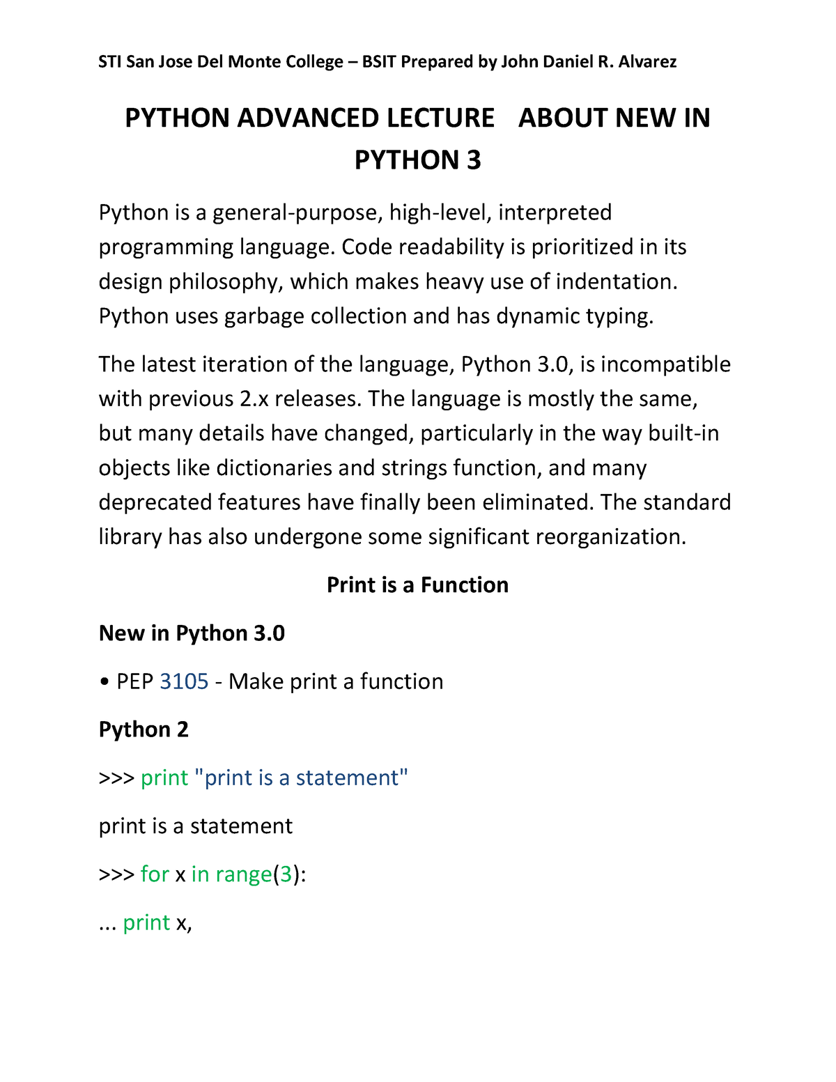 Python Advance Lecture About New In Python 3 Python Advanced Lecture