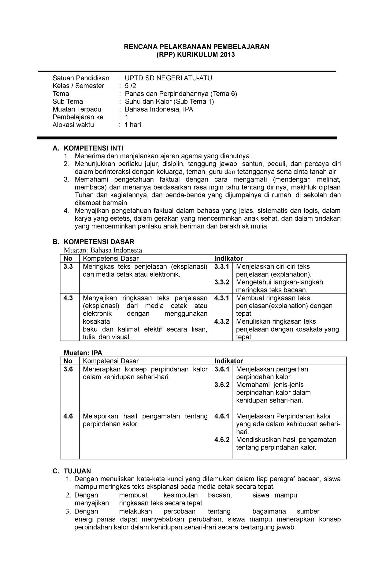 5.6 - Rpp - RENCANA PELAKSANAAN PEMBELAJARAN (RPP) KURIKULUM 2013 ...