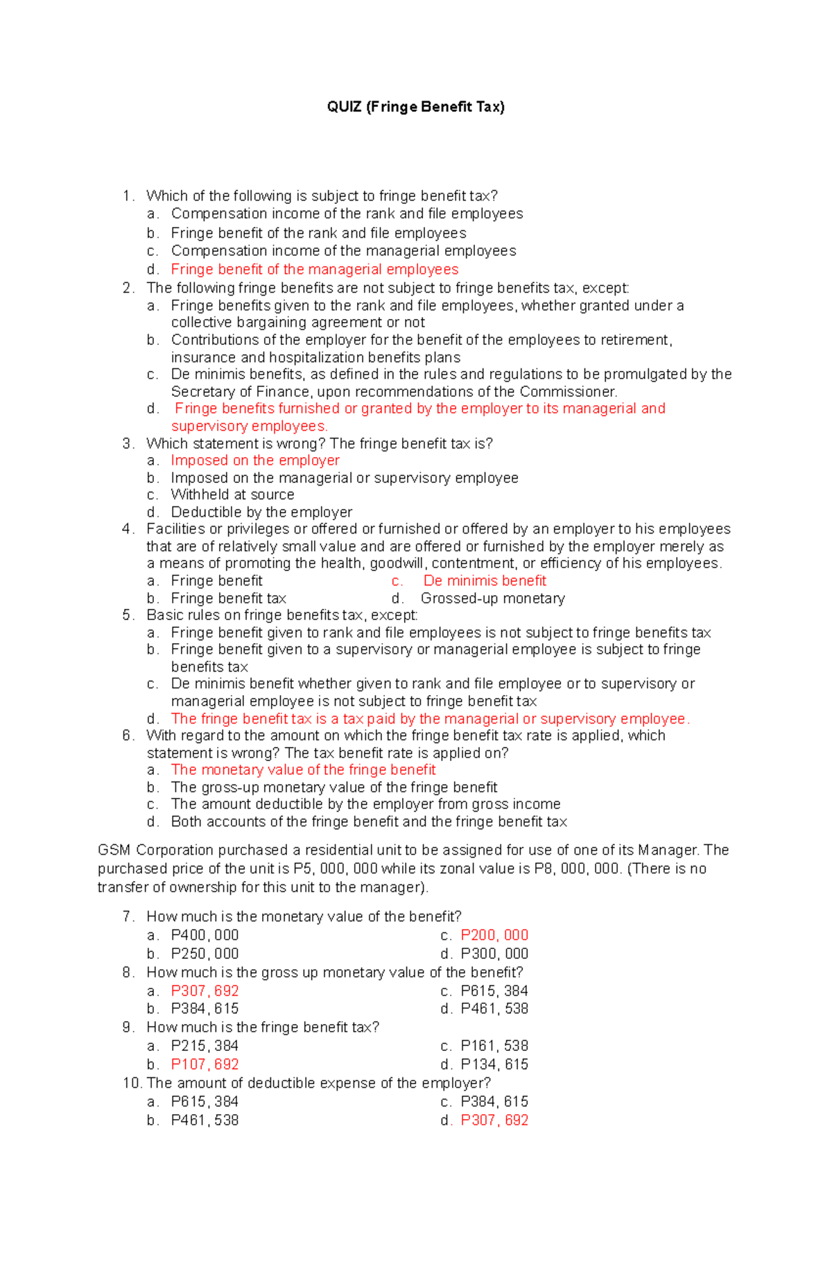 QUIZ-Fringe-Benefit-Tax - QUIZ (Fringe Benefit Tax) Which Of The ...