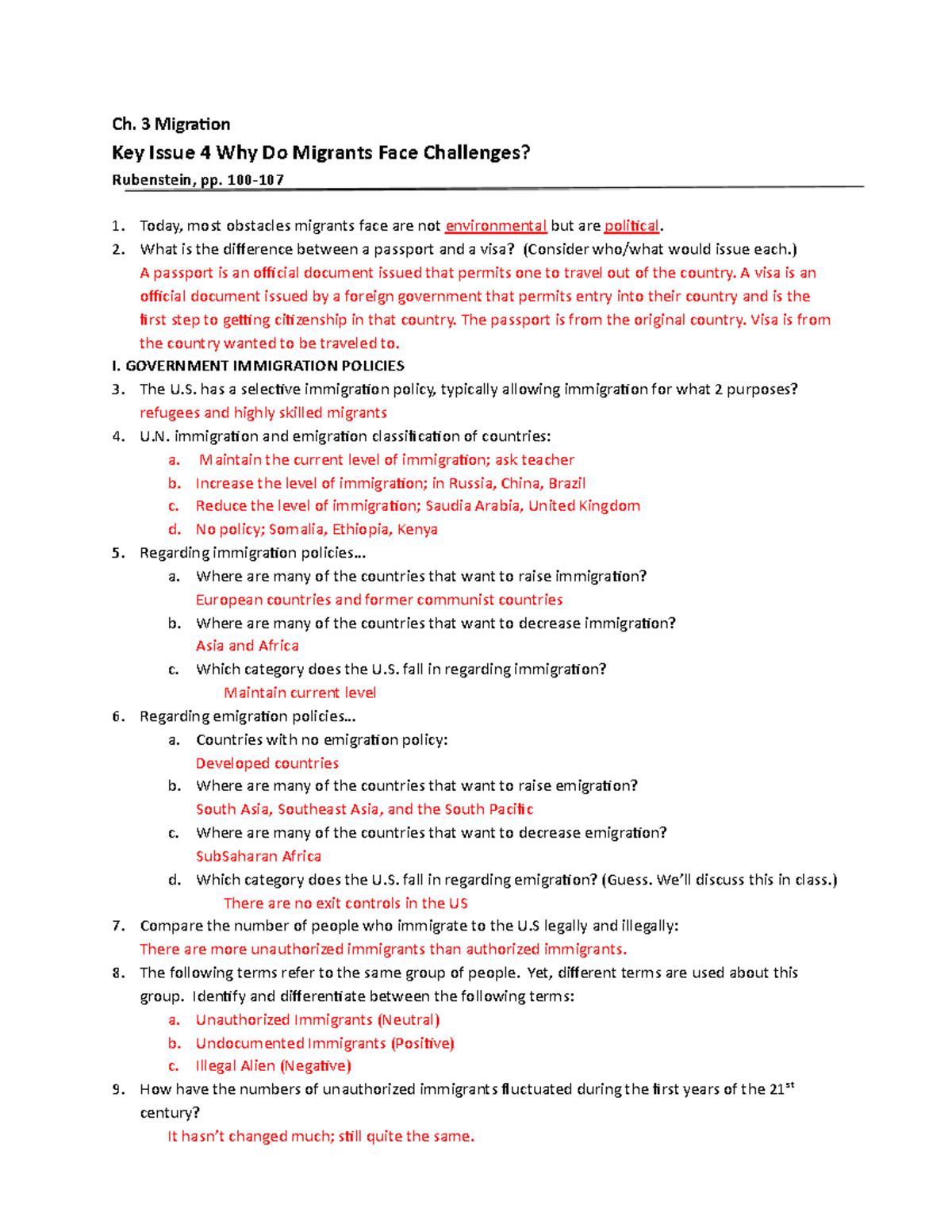 Chapter 3.4 AP Human Geography Ch. 3 Migraon Key Issue 4 Why Do