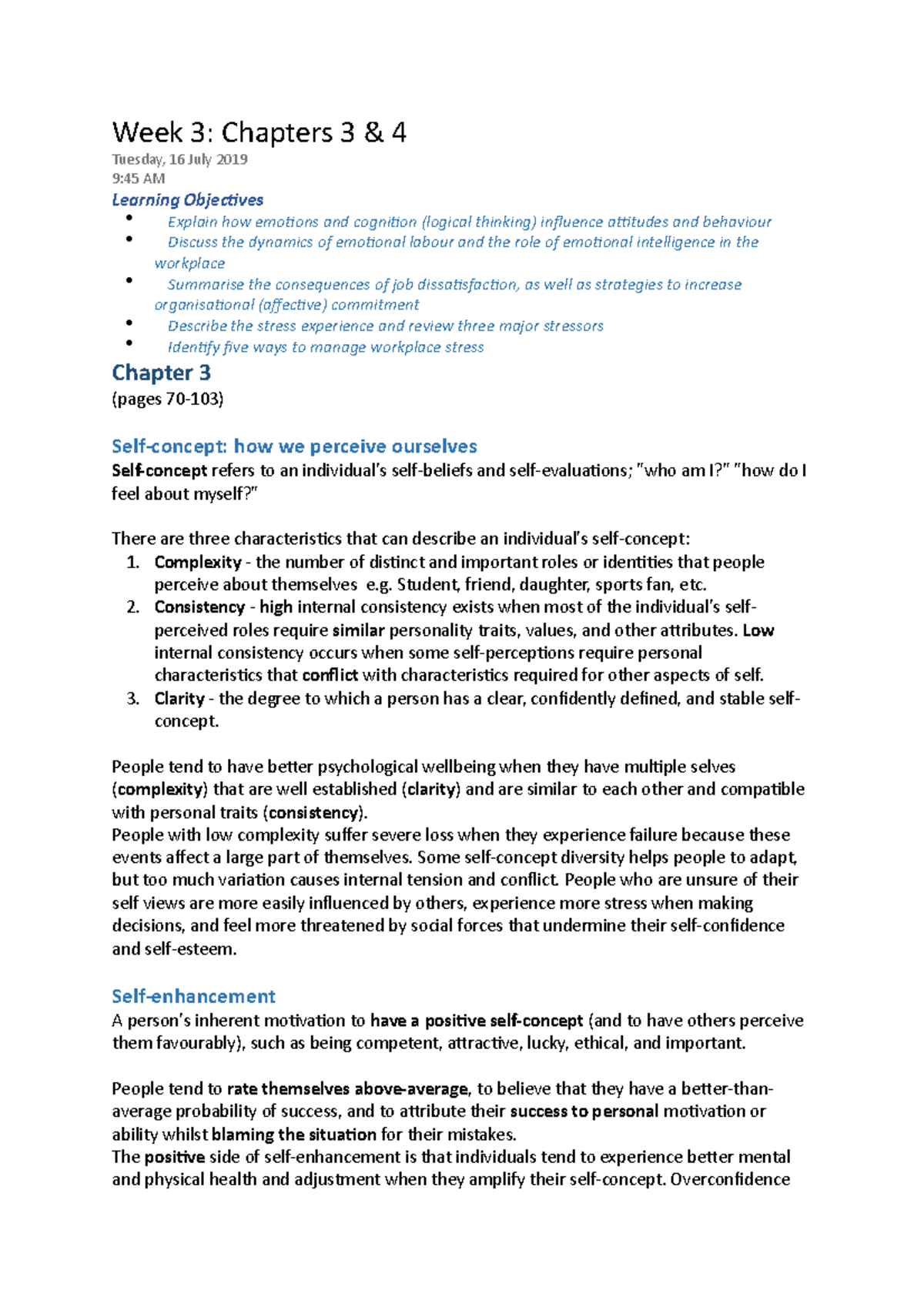 Week 3 - Summary Organisational Behaviour - Week 3: Chapters 3 & 4 ...