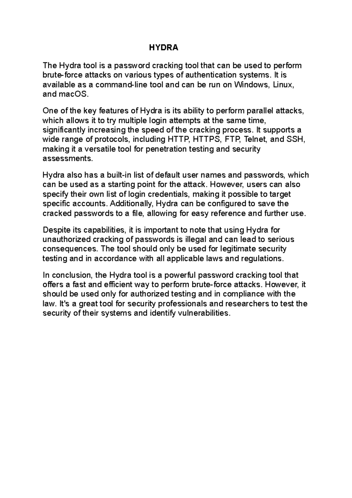 Hydra - It is available as a command-line tool and can be run on ...