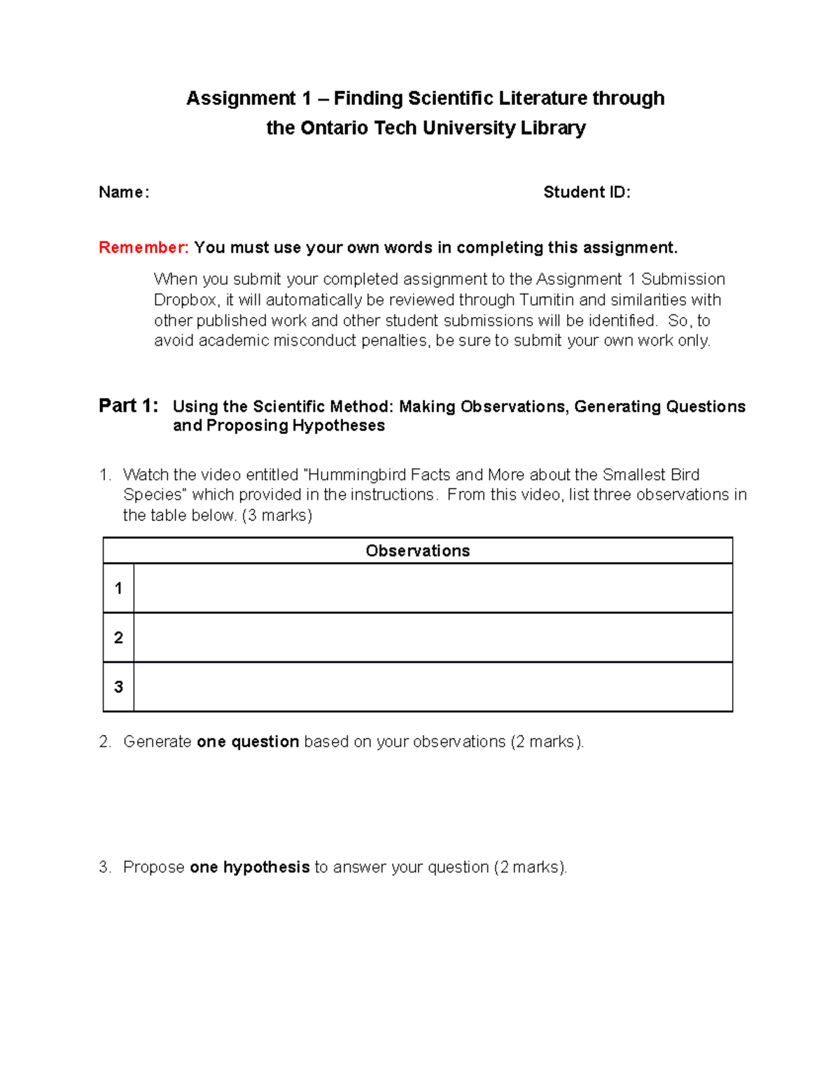 Assignment 1 Finding Literature Student Worksheet Assignment 1