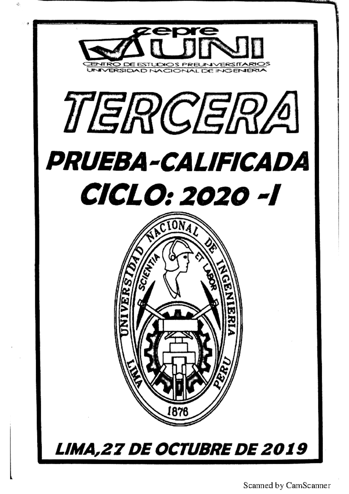 Tercera Prueba Calificada Cepre Uni 2020 I Prueba De Seleccion Tercera Prueba Calificada Cepre Uni 2020 I Prueba De Seleccion