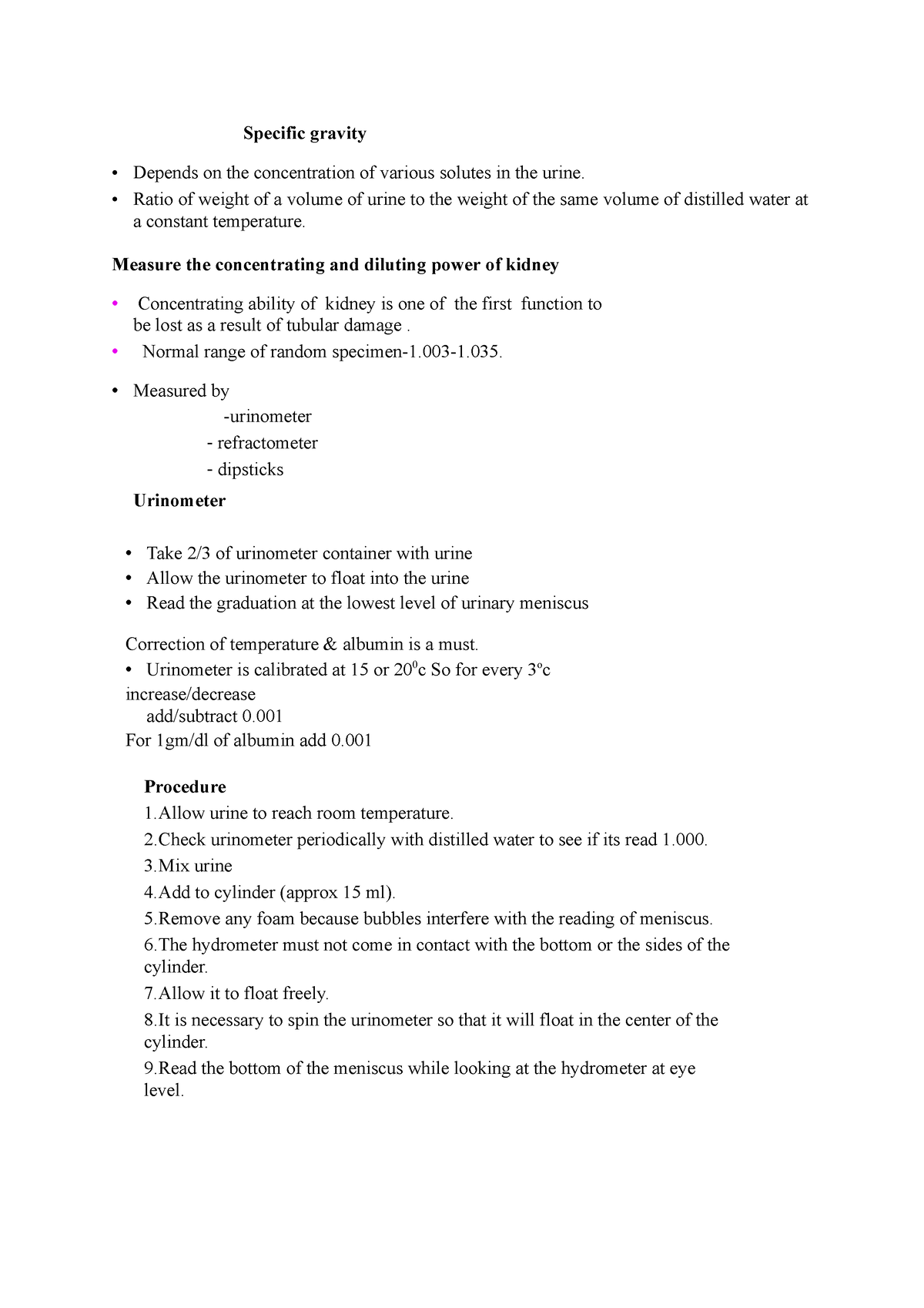 Specific Gravity - Urinometer, Refractometer, Proteins Causes Of ...