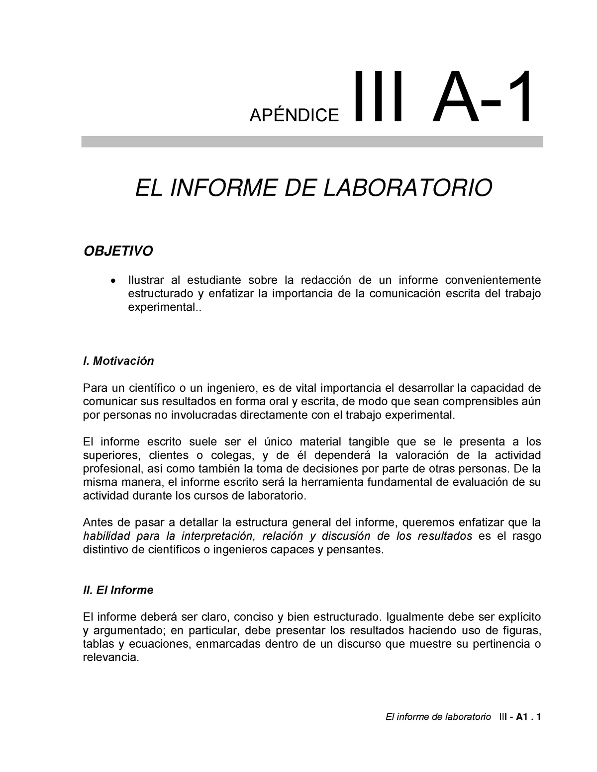 Guía De Como Escribir Informe De Laboratorio El Informe De Laboratorio Ii I A1 1 ApÉndice 6493