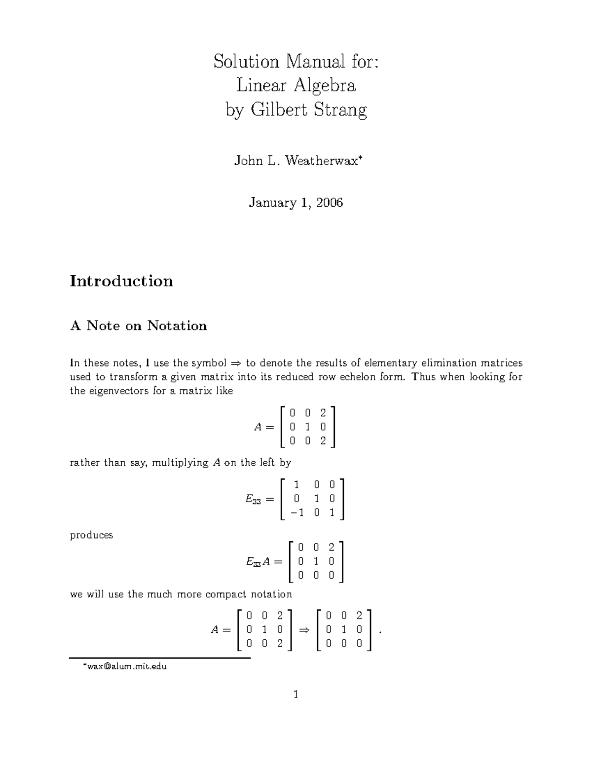 Solution Manual for Linear Algebra by Gi - Solution Manual for: Linear ...