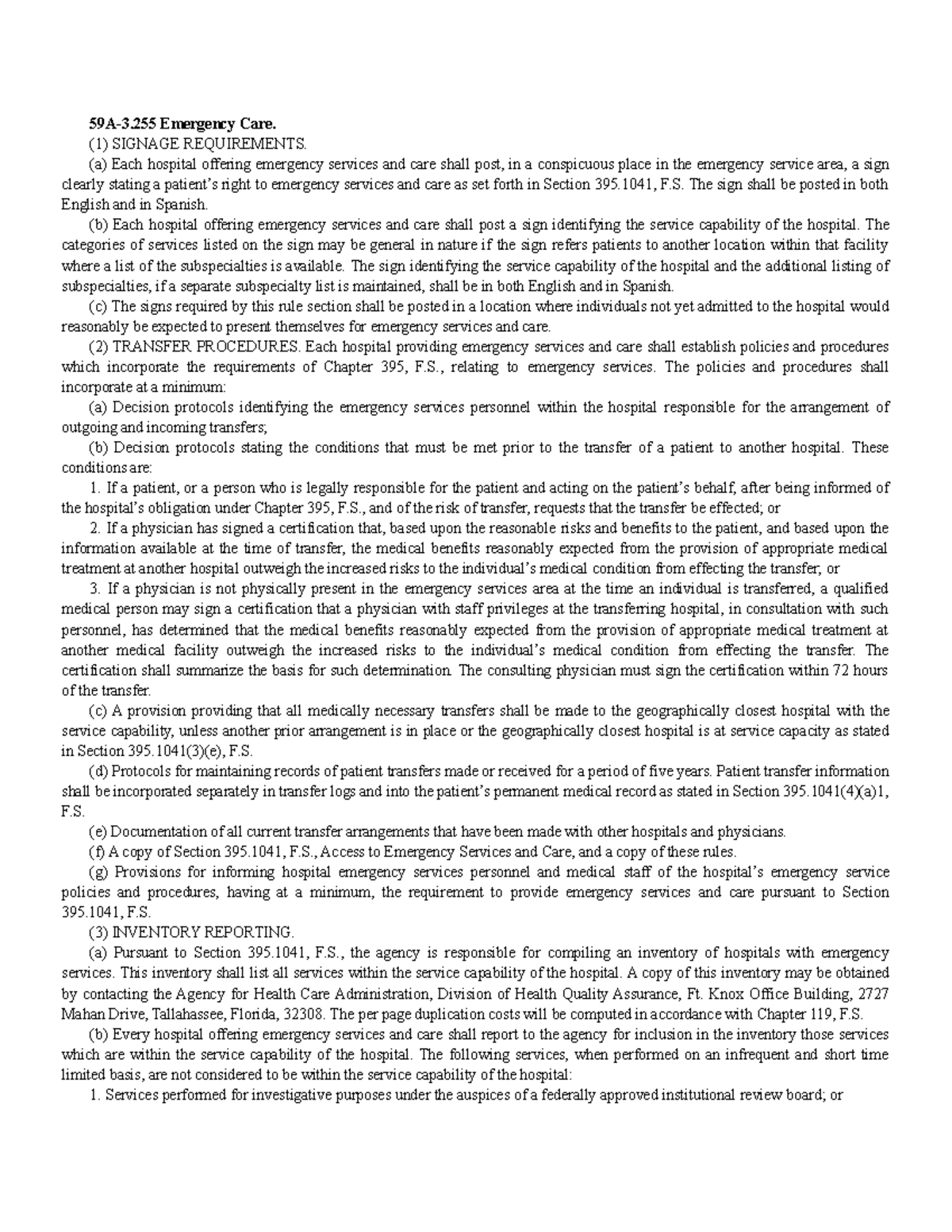 59A3 reflexed notes 59A3 Emergency Care. (1) SIGNAGE REQUIREMENTS