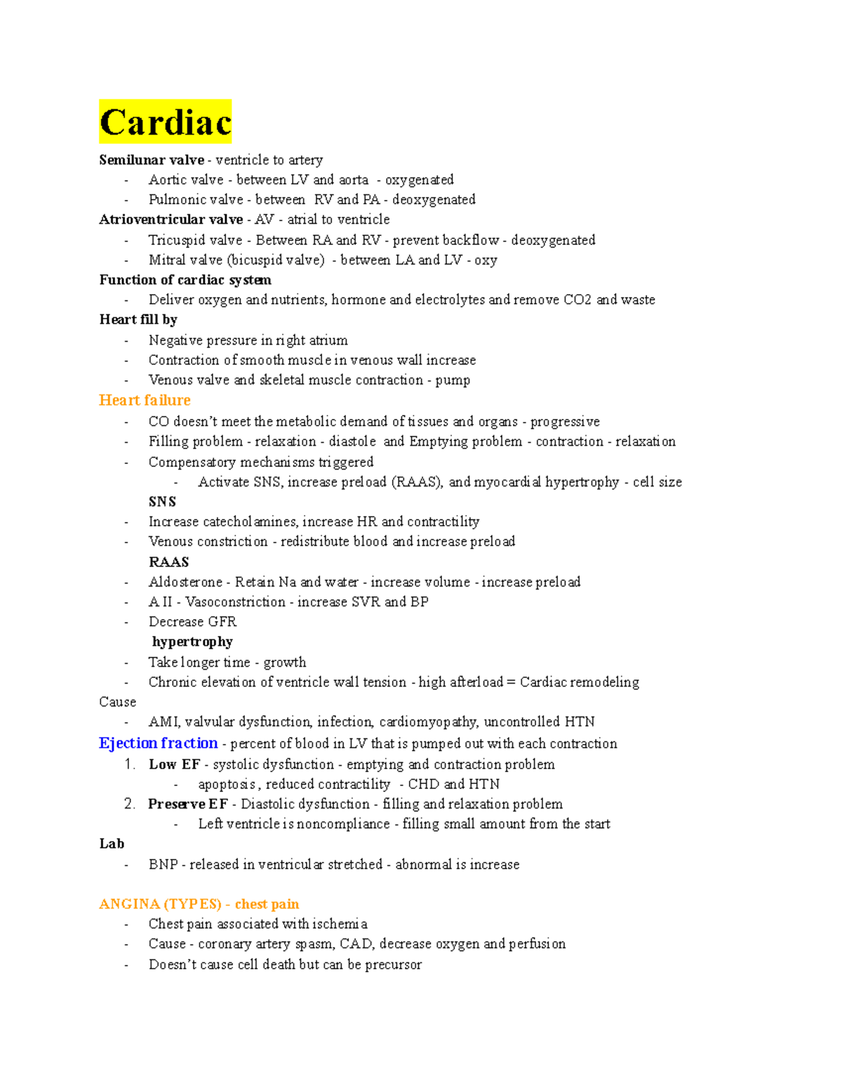N221 - Cardiac - class note - Cardiac Semilunar valve - ventricle to ...