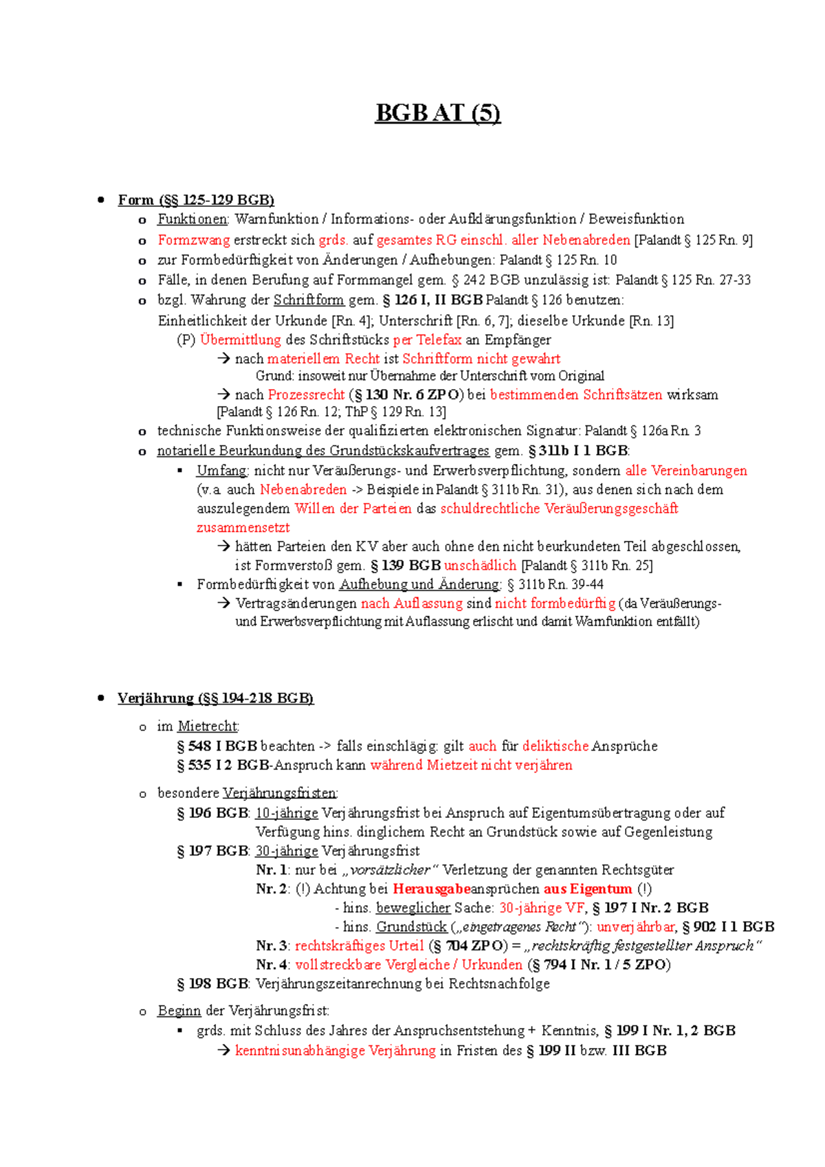 BGB AT - Teil 5 - Form Und Verjährung - BGB AT (5) Form (§§ 125-129 BGB ...