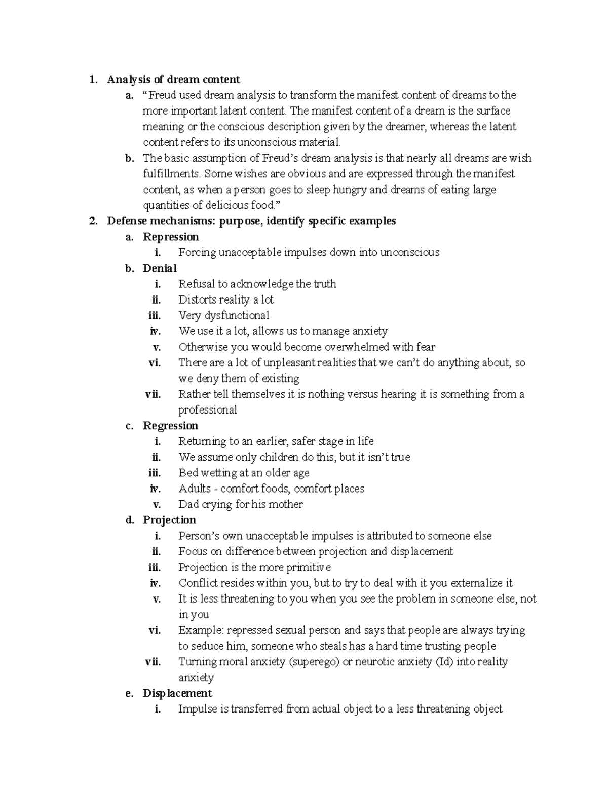 Psych 370 Study Guide - Analysis Of Dream Content A. “freud Used Dream 