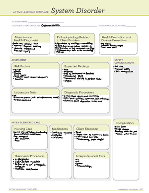 Concept MAP SYSM Disorder - ACTIVE LEARNING TEMPLATES THERAPEUTIC ...