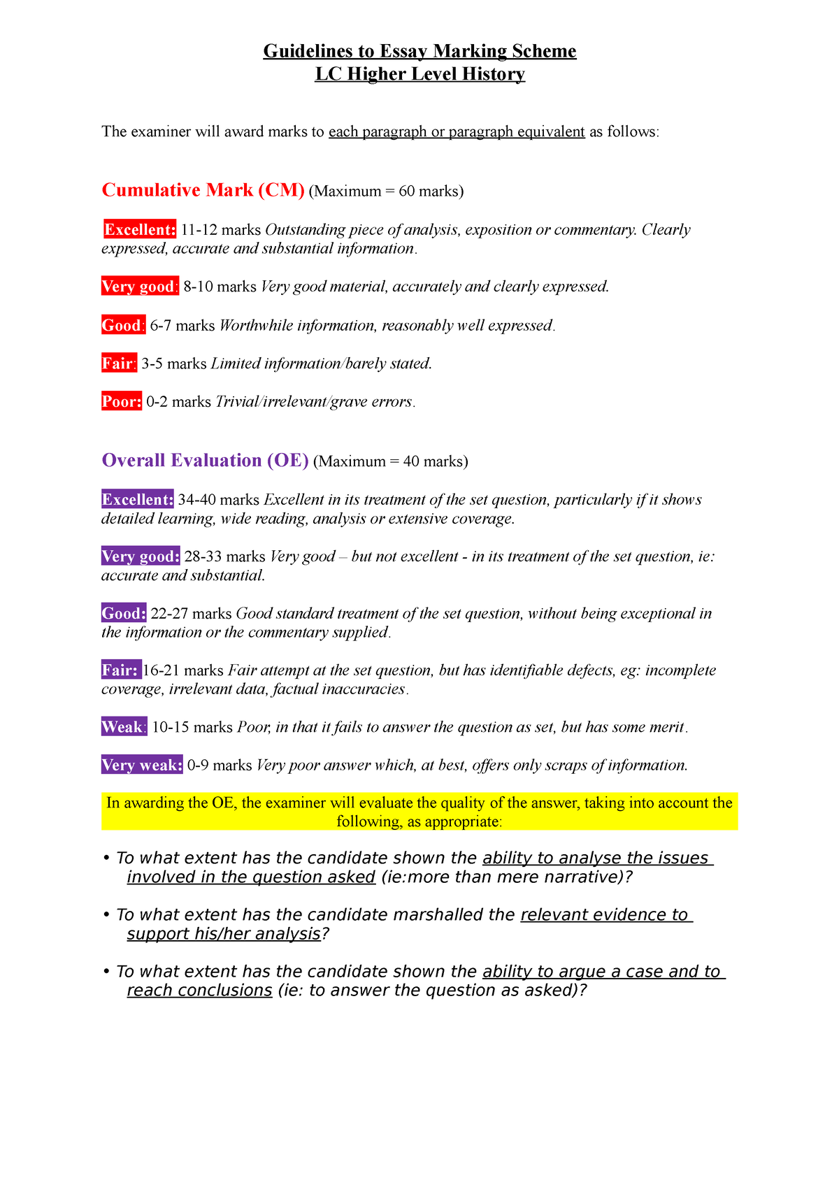 critical essay national 5 marking scheme