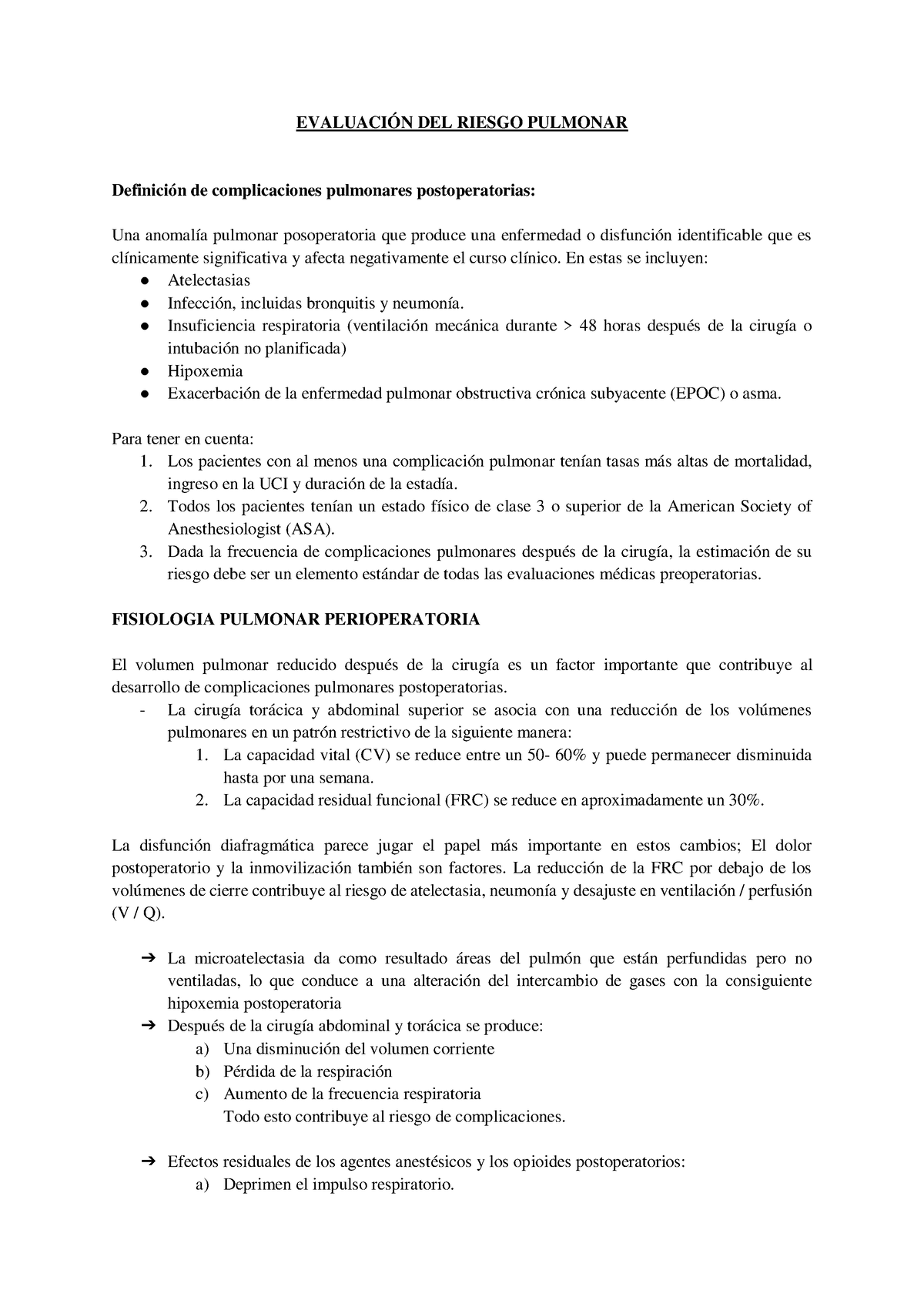 10. Evaluación Del Riesgo Pulmonar - EVALUACIÓN DEL RIESGO PULMONAR ...