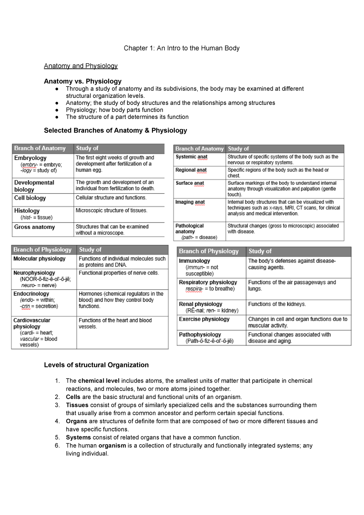 Hap Chapter 1 Notes Chapter 1 An Intro To The Human Body Anatomy And Physiology Anatomy Vs 4854