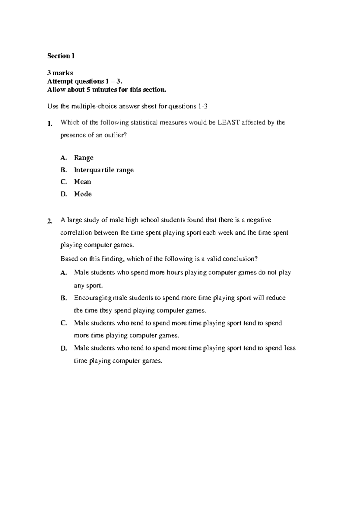 2022 Strathfield Girls Y12 ADV Task 1 with solutions - Section I 3 ...