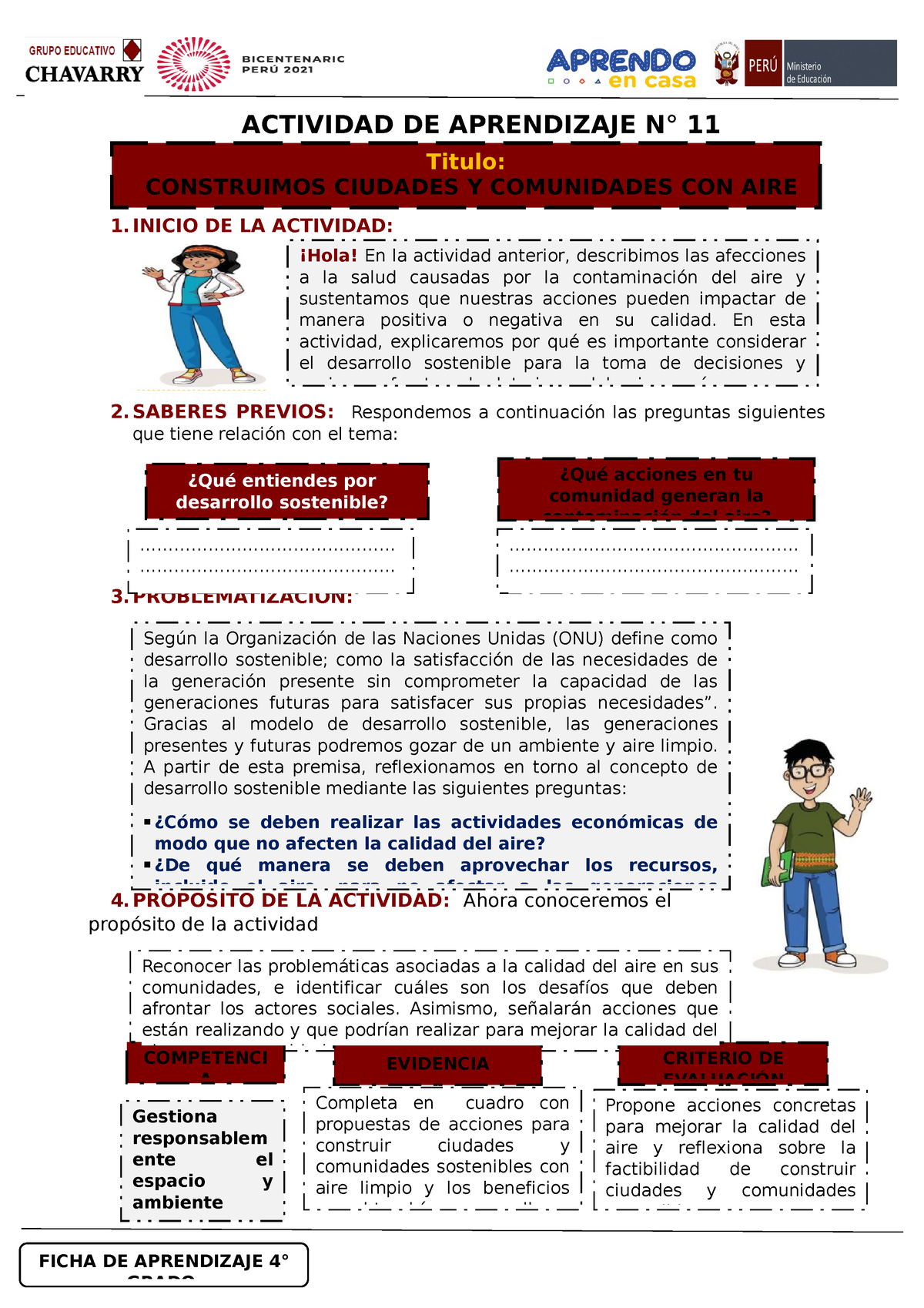 Ficha De Aprendizaje Ccss Grado Actividad De Aprendizaje N