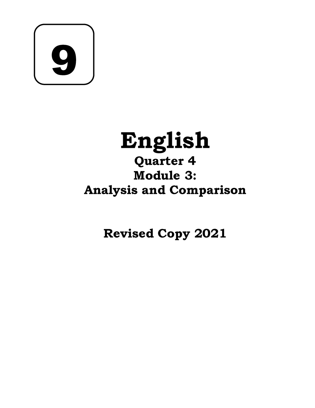 3 Q4 English English Quarter 4 Module 3 Analysis And Comparison Revised Copy 2021 9 9383