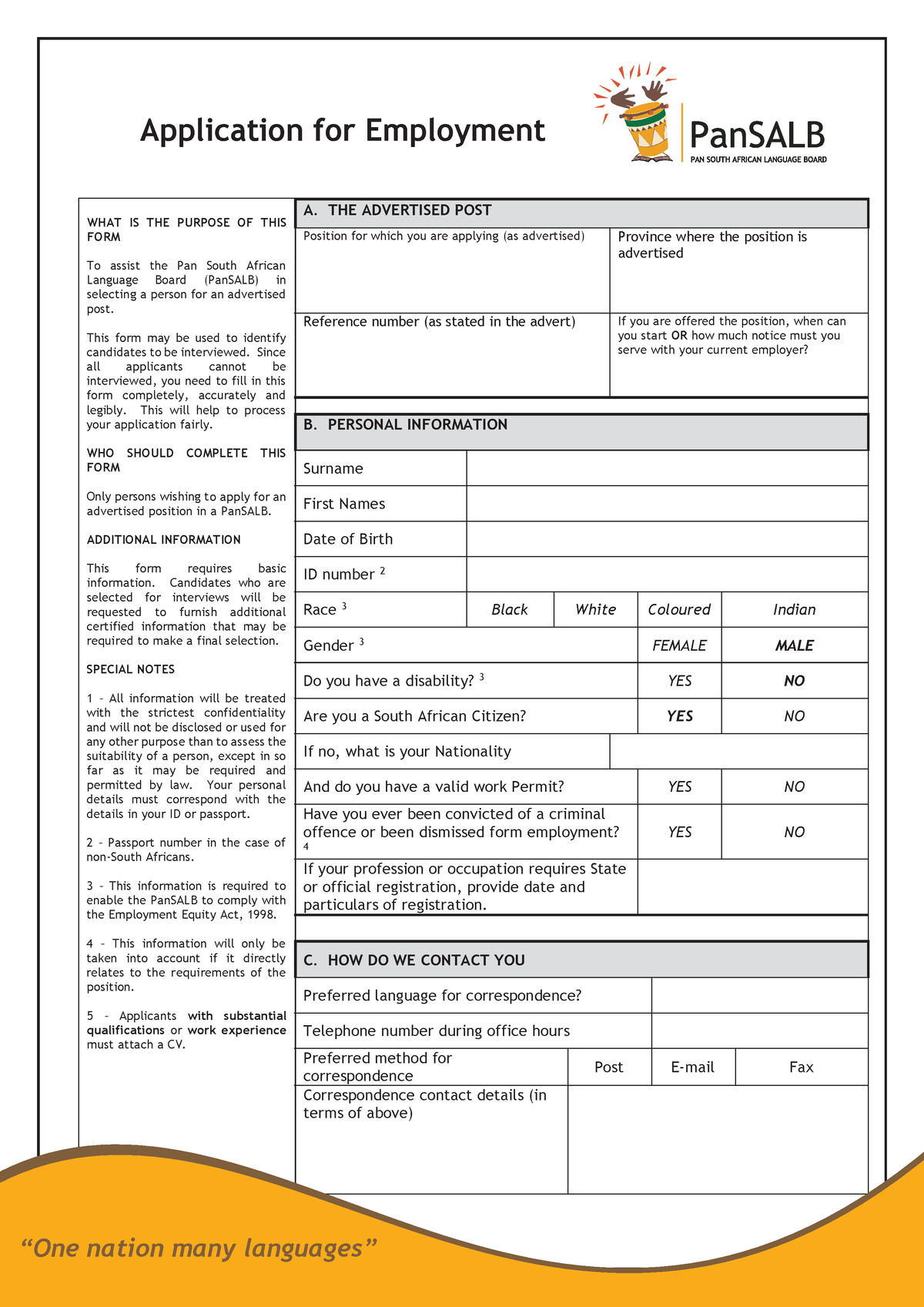 Pan Salb Application Form Z83 Application For Employment What Is The Purpose Of This Form To 3320