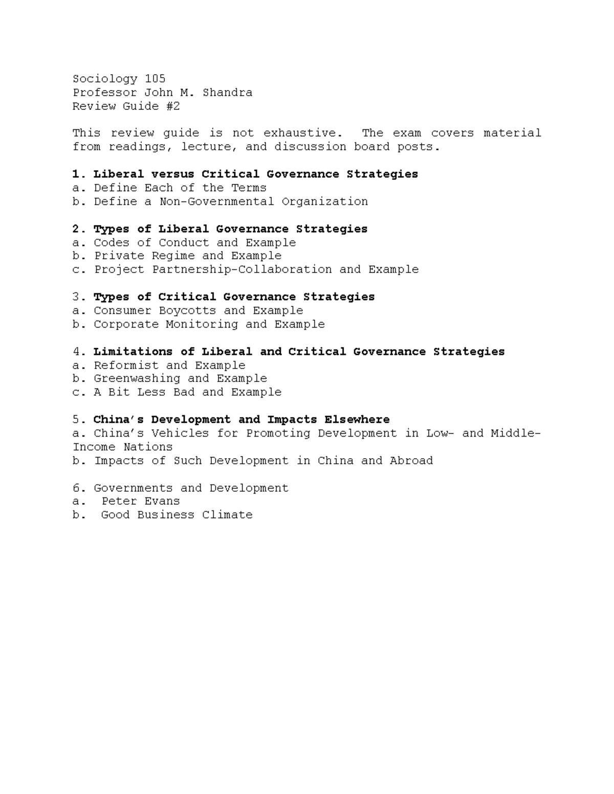 Shandra Sociology 105 Review Guide 2 (2) (4) (2) - SOC 105 - SBU - Studocu