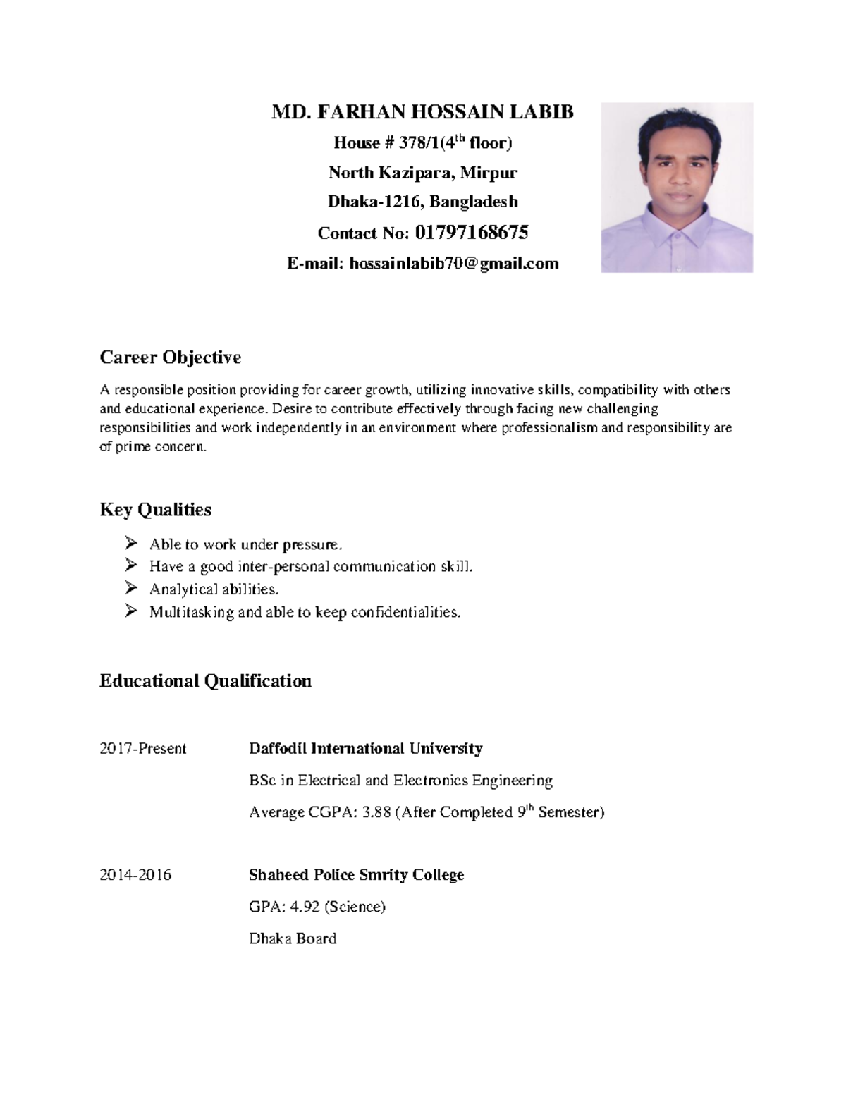 Farhan CV - FFGFGDRTG - Warning: TT: undefined function: 32 MD. FARHAN ...