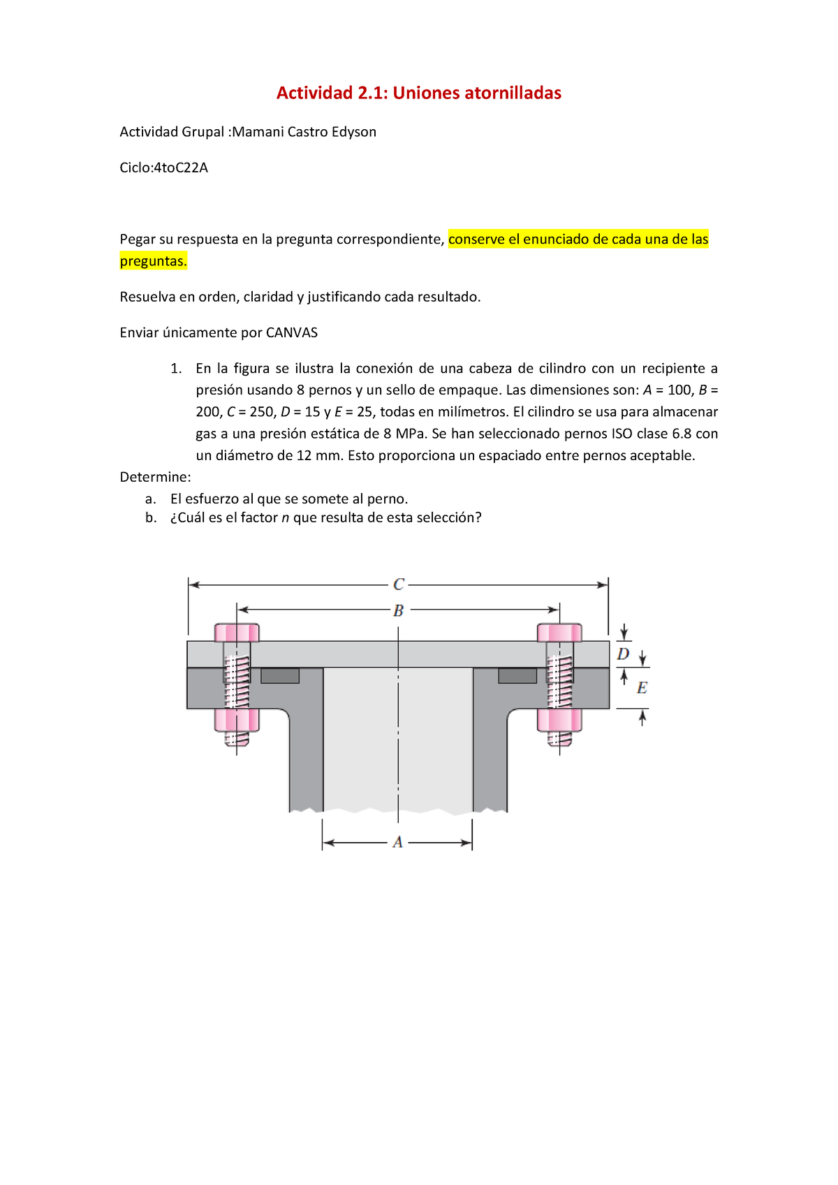 Actividad P2.1 Uniones Atornillas Terminado Mamani Edyson - Actividad 2 ...