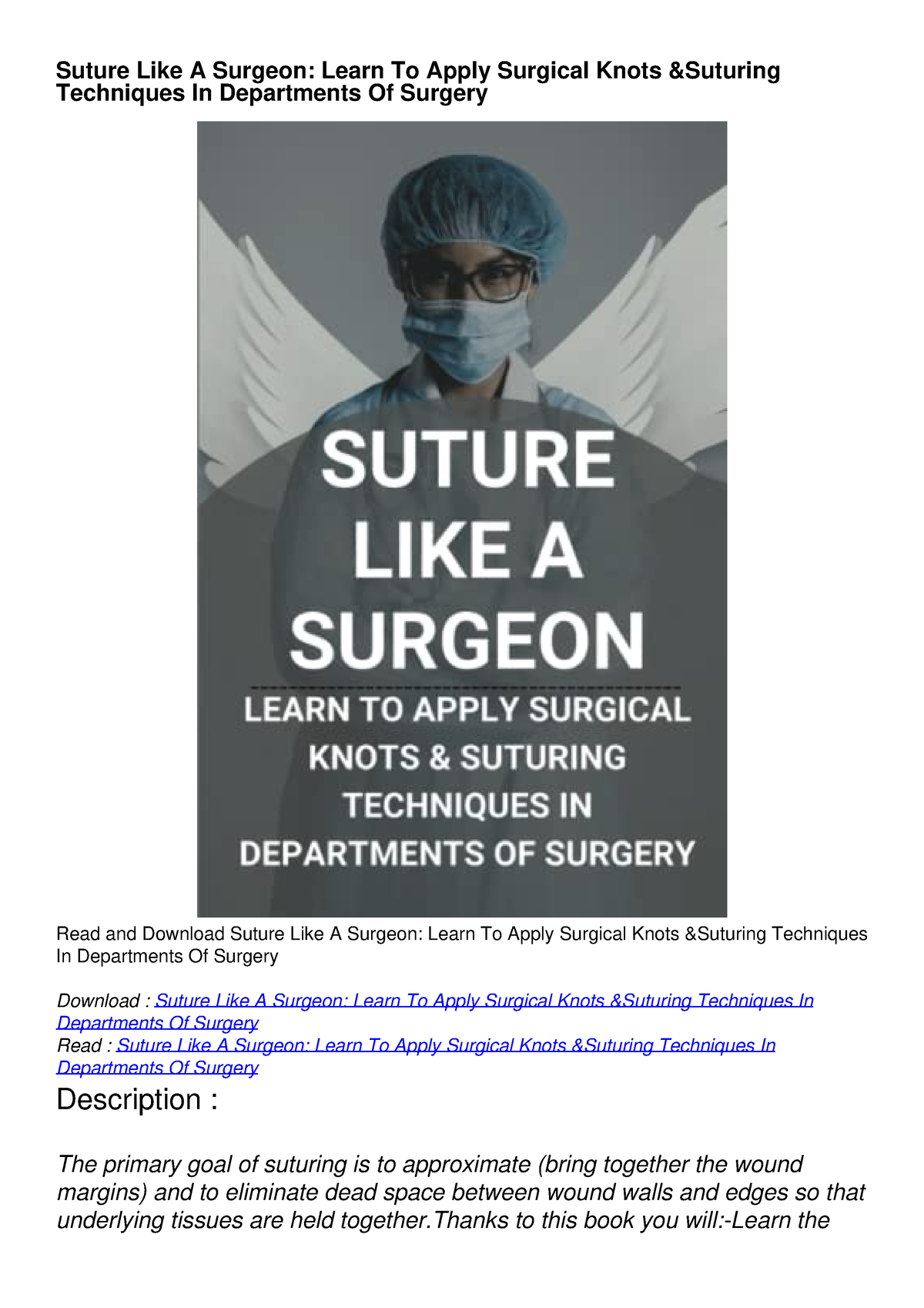 $PDF$/READ/DOWNLOAD Suture Like A Surgeon: Learn To Apply Surgical ...