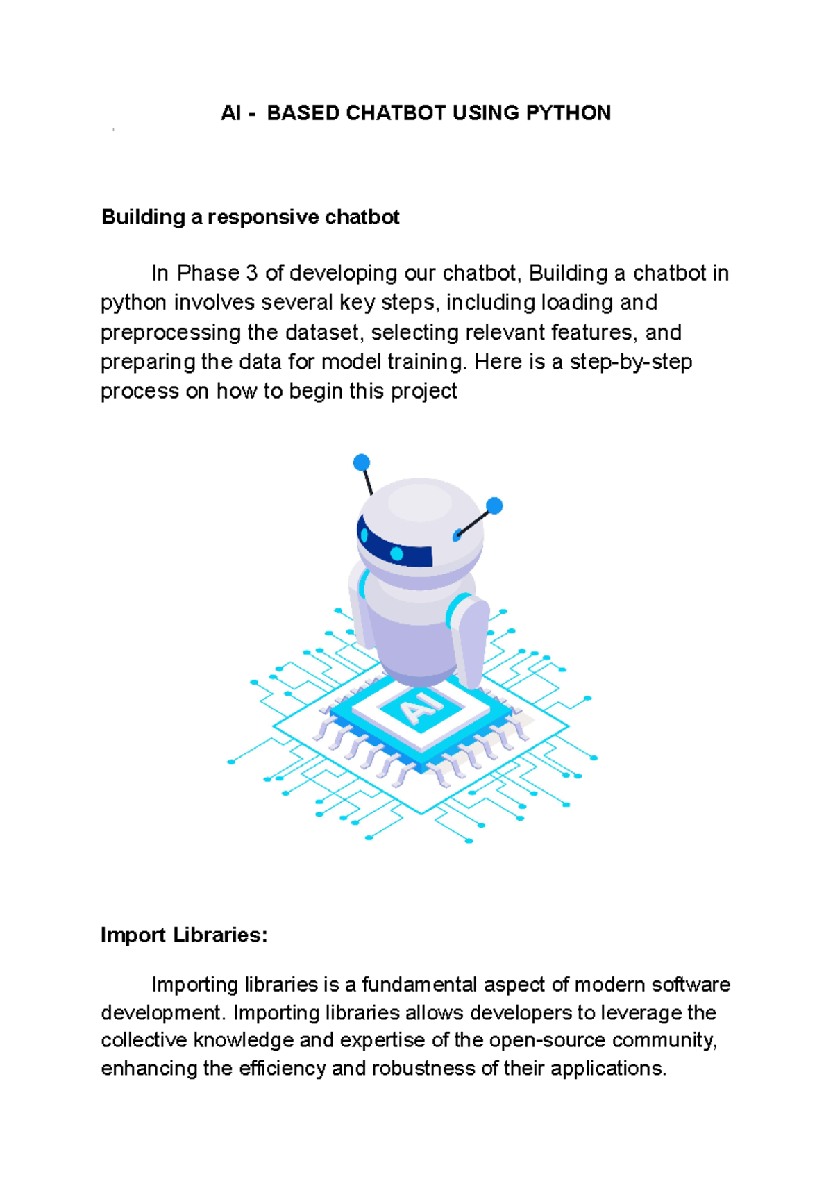 Chatbot Phase 3 - AI - BASED CHATBOT USING PYTHON Building a responsive ...
