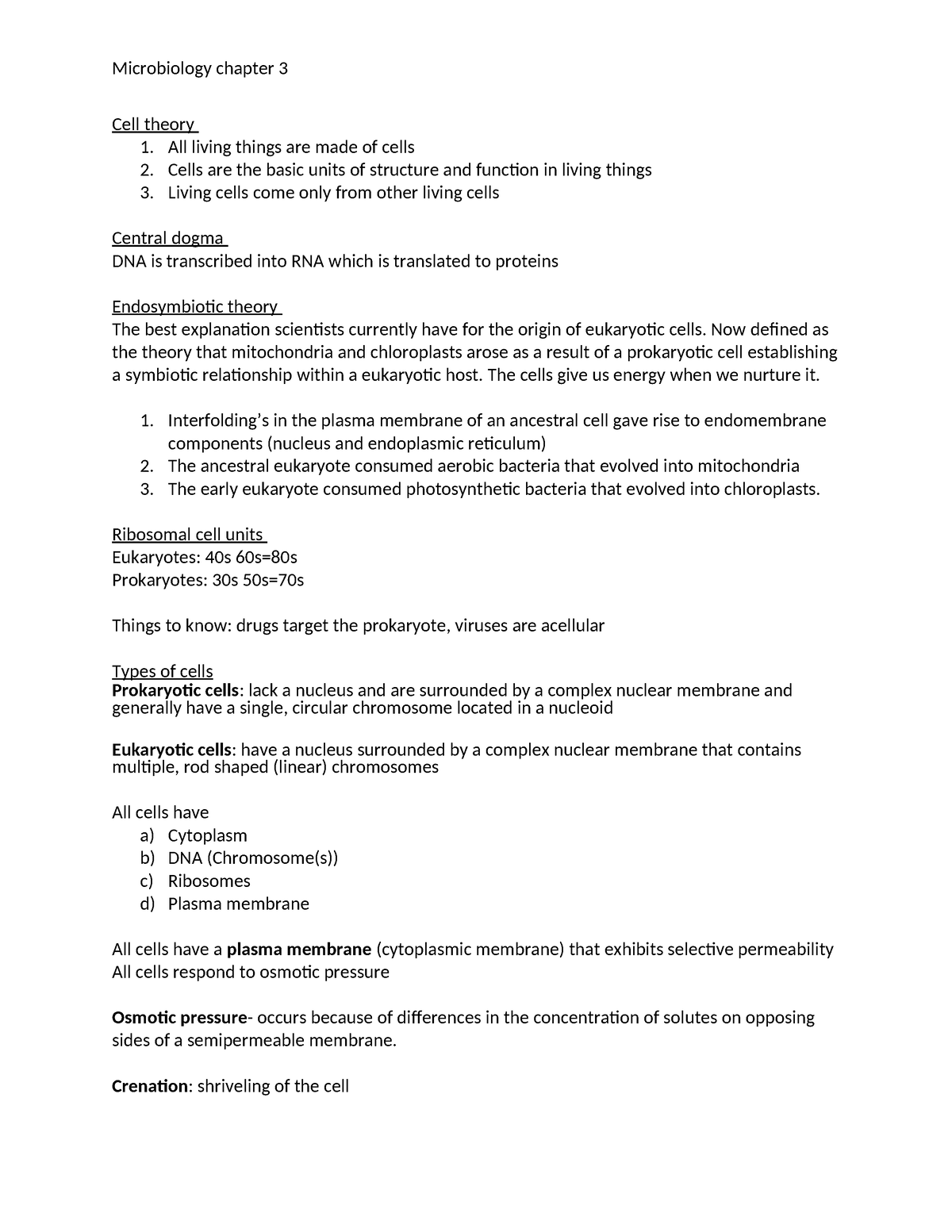 Micro chp 3 - Chapter 3 study guide - Cell theory 1. All living things ...