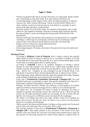 Equity Topic 2 Trust Topic 2 Trust We Have Acquainted With Various Concept Now Trust It S Studocu