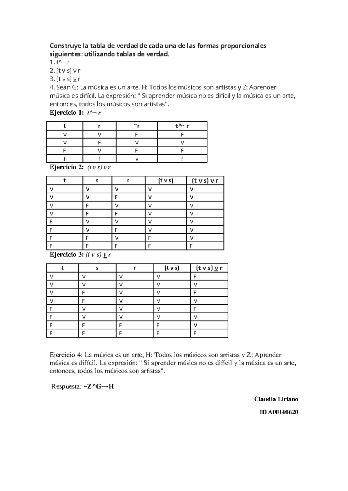 Unidad 1 Actividad 1 Construye La Tabla De Verdad Construye La Tabla De Verdad De Cada Una De 0095