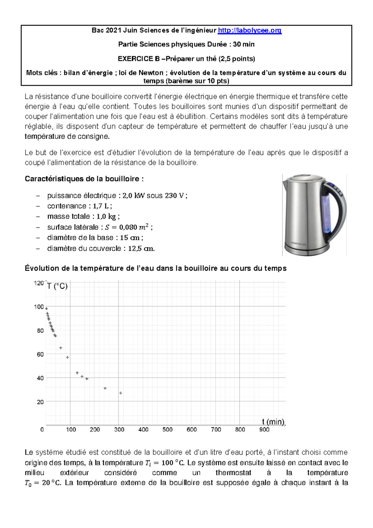 2021 06 Metro SI Sujet 1 Exo B Preparer The - Bac 2021 Juin Sciences de ...