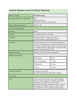 CC | Summary notes 1 - Seminar 1: CLinical chemistry BS MDT 4 20 ...