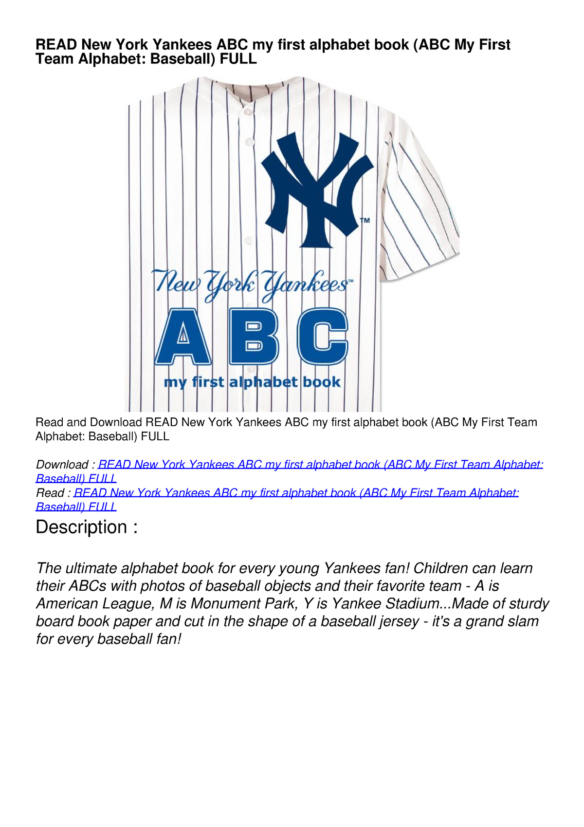 READ New York Yankees ABC my first alphabet book (ABC My First