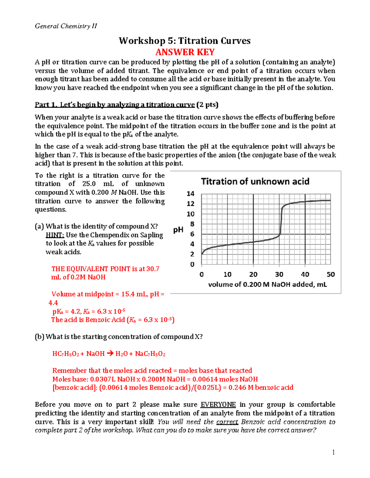 W5 Titration Curves KEY 5 Titration Curves ANSWER KEY A pH