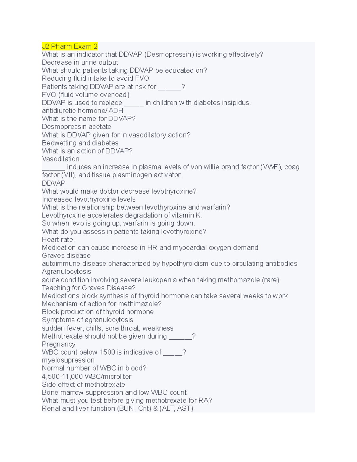 J2 Pharm Exam 2 quizlet J2 Pharm Exam 2 What is an indicator that