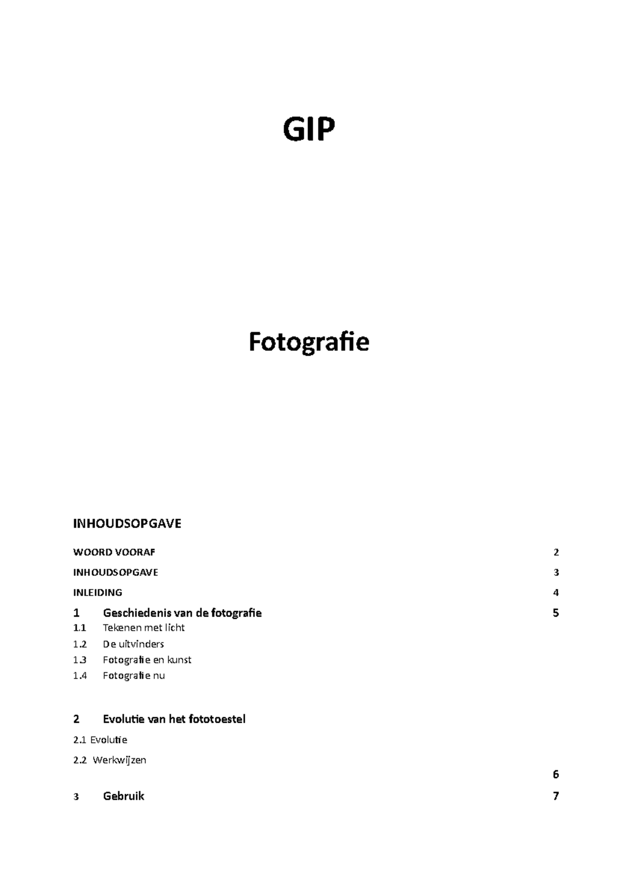 GIP Fotografie 2018-2019 - GIP Fotografie INHOUDSOPGAVE WOORD VOORAF 2 ...