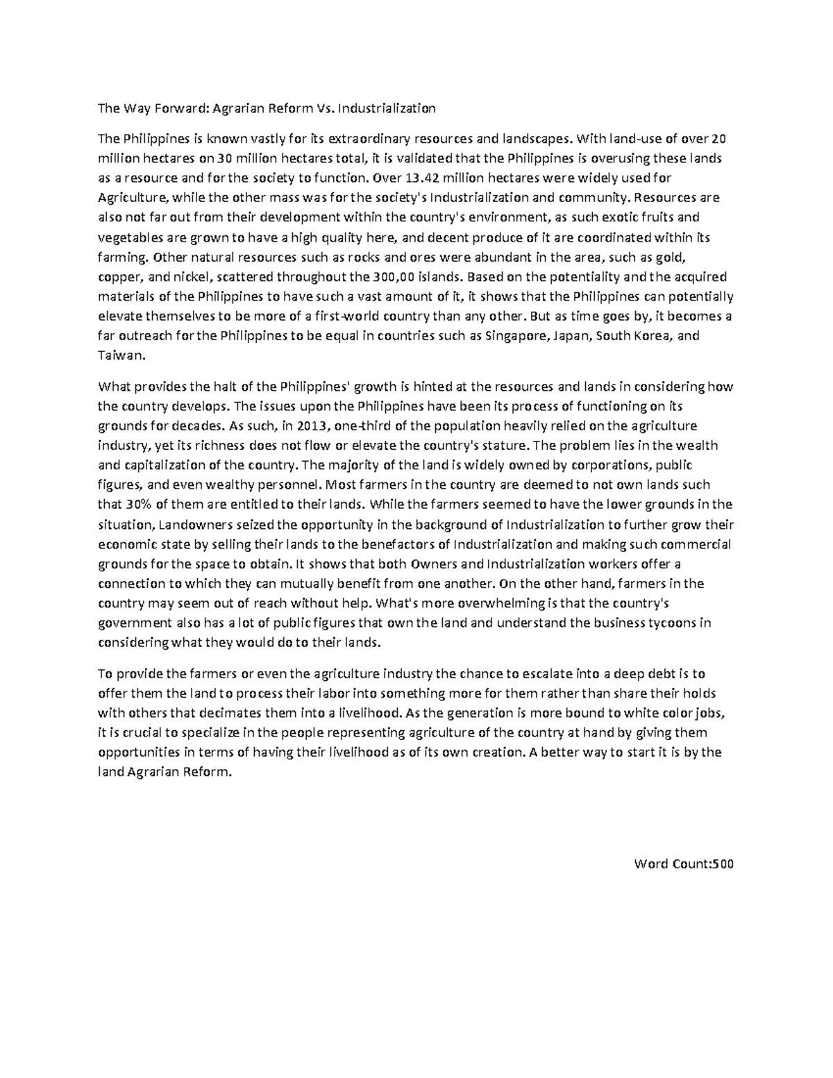 The Way Forward- Agrigarian Form vs Industrialization - The Way Forward ...