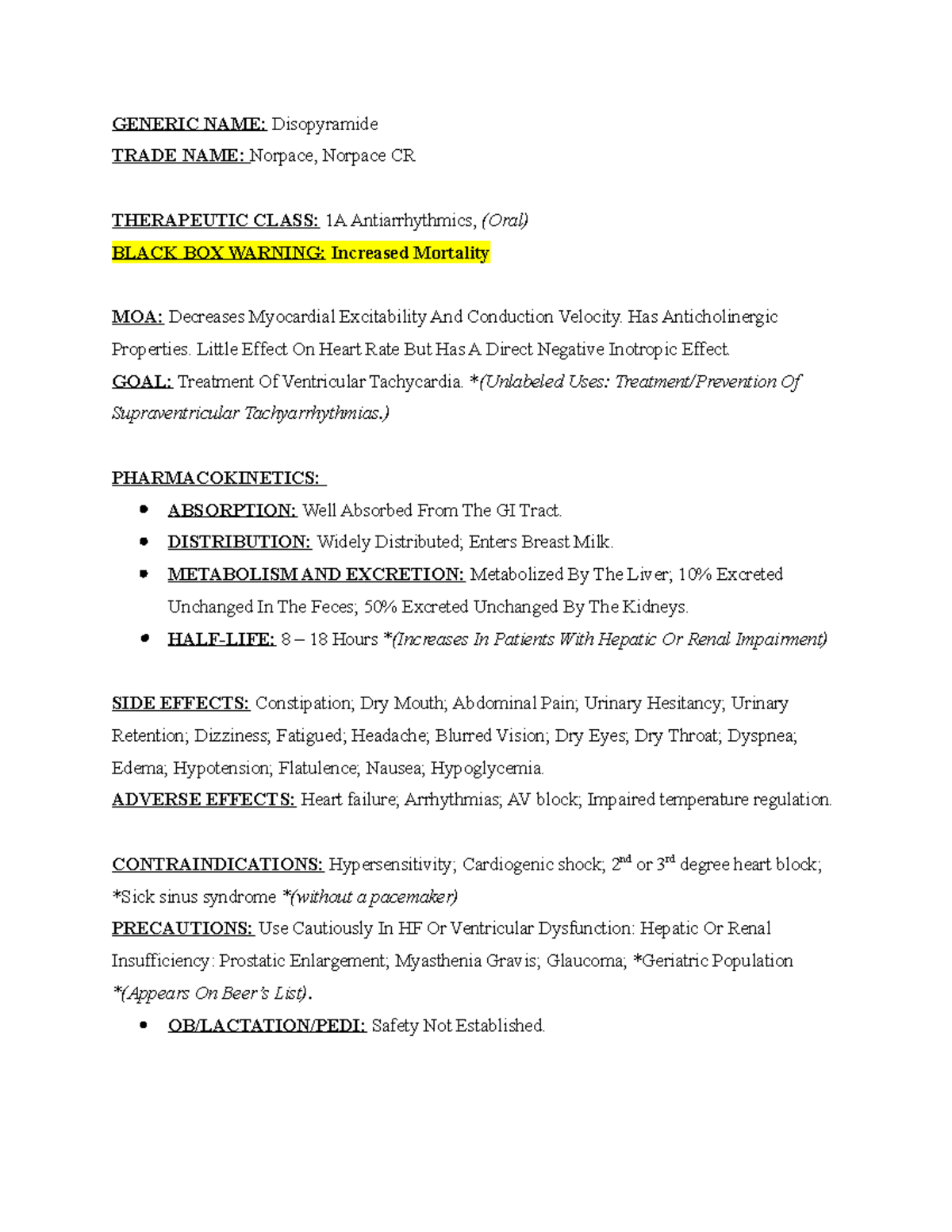 Disopyramide - Drug Card Info - Generic Name: Disopyramide Trade Name 